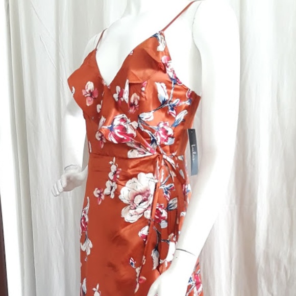 LAST ONE Lulus Floral Print High-Low Wrap Dress - Picture 7 of 9